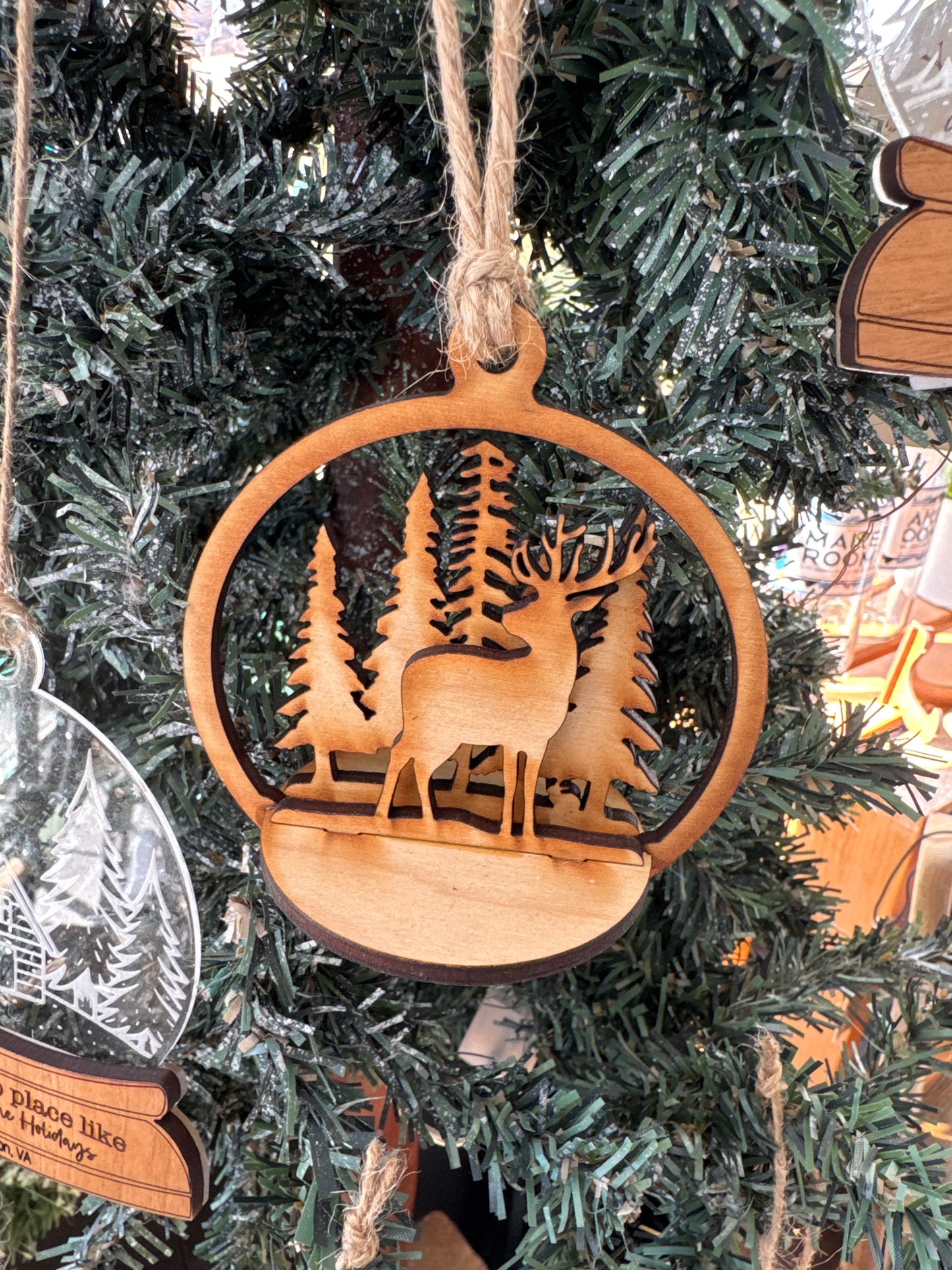 LDC- deer scene ornament
