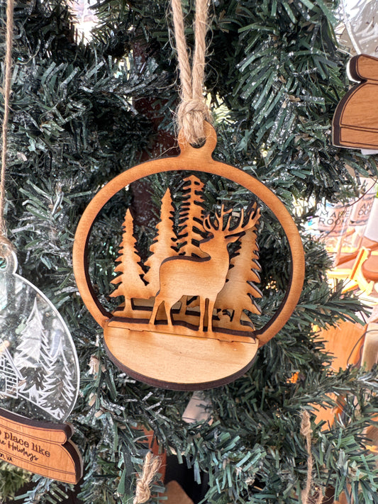 LDC- deer scene ornament
