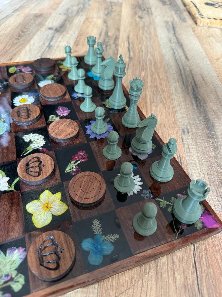 LDC-Floral Epoxy Chessboard