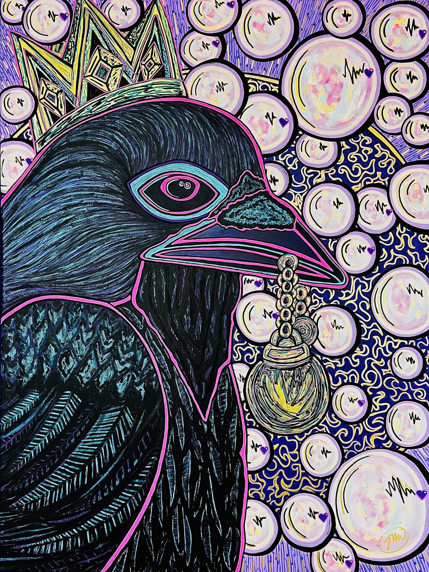 “Trinkets, Crowns, and Baubles” 30”x40” acrylic abstract on canvas