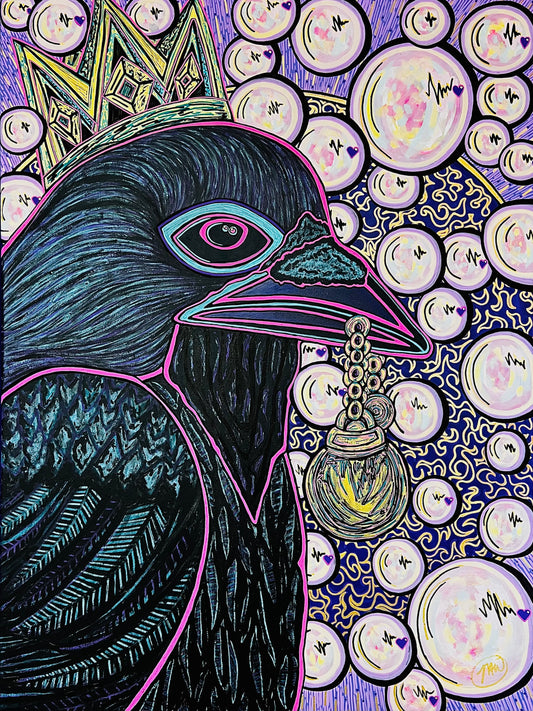 “Trinkets, Crowns, and Baubles” 30”x40” acrylic abstract on canvas