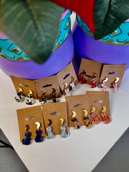 LWA - Cat and Moon Earrings