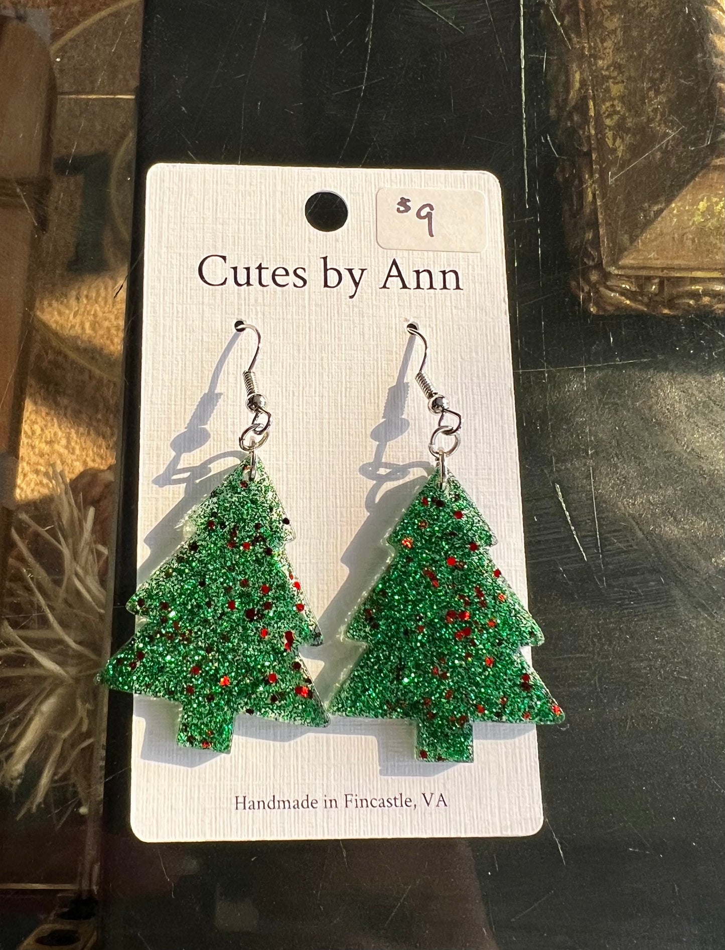 CBA Large Christmas Tree Earrings