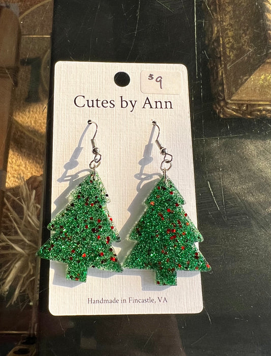 CBA Large Christmas Tree Earrings