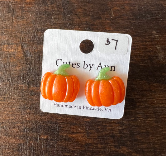 CBA Pumpkin Resin Stud Earrings